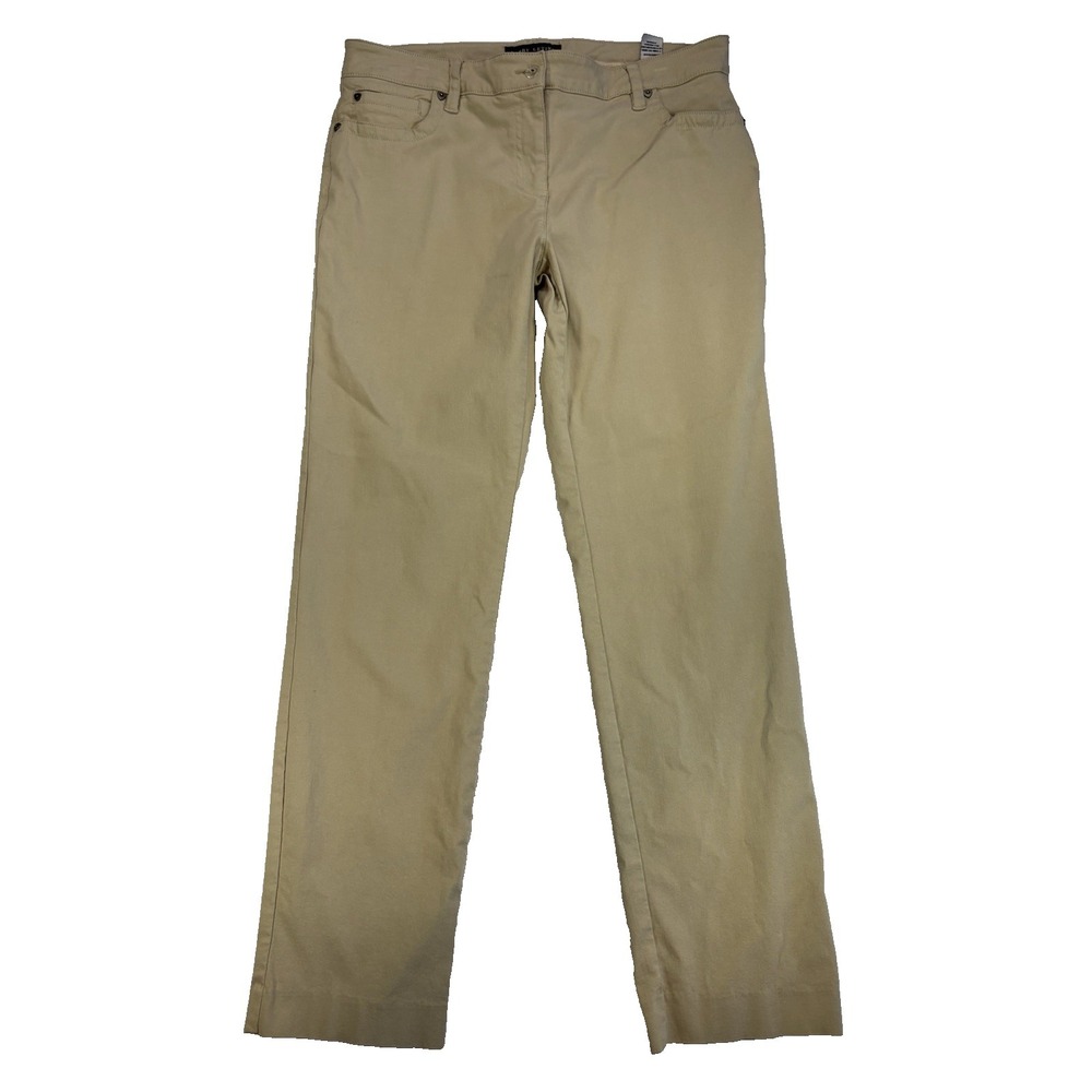 Larry Levine Womens 10 Beige Neutral Classic Straight Leg Pants Normcore Capsule